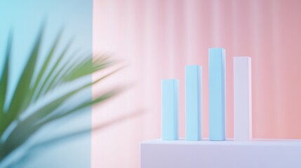 Leinwandbilder - Modern Business Growth Concept with Minimalist Bar Graph on Pastel Background