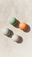Fototapete - Pastel Spheres on Neutral Background Minimalist Geometric Art
