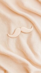 Poster - Playful Mustache Prop on Soft Beige Fabric Background for Whimsical Decor