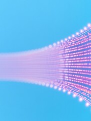 Poster - Futuristic Digital Light Streams Against Blue Sky