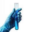 © Thanyaporn - Laboratory hand holding a test tube filled with vibrant blue liquid, demonstrating scientific experimentation and research in a sterile environment