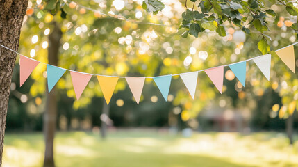 Wall Mural - Pastel Bunting in Summer Garden 