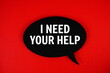 © may1985 - I Need Your Help text with speech bubble on red background
