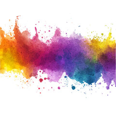 Wall Mural - A colorful line of paint splatters on a white background