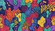 © CLOVER BACKGROUND - Colorful Abstract Hand-Drawn Memphis Style Decorative Background