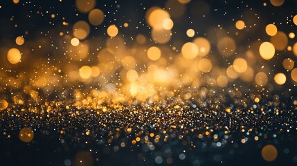 Wall Mural - abstract gold glitter twinkling lights on a grunge background with defocused bokeh effect, sparkling