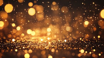 Wall Mural - abstract gold glitter twinkling lights on a grunge background with defocused bokeh effect, sparkling