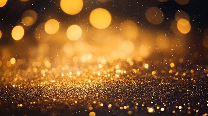 Wall Mural - abstract gold glitter twinkling lights on a grunge background with defocused bokeh effect, sparkling