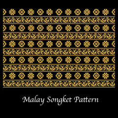 simple beautiful  vintage songket seamless floral pattern vector traditional tribal Malay ornament wallpaper fabric design pixelated embroidery texture