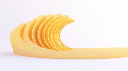 Wall Mural - A wave-like sculpture made of yellow material, featuring smooth curves and a modern aesthetic against a minimalist background.