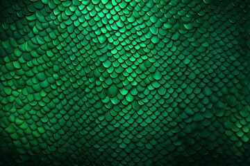 a close up of a green fish scale pattern on a wall