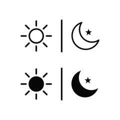 Wall Mural - Sun and moon with star. Sun moon icon illustration. Day and night weather forecast symbol.