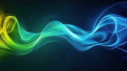 Wall Mural - Abstract Gradient Background with Green and Blue Waves in Motion