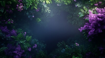 Aufkleber - Aerial view captures a winding river embraced by dense greenery, with vibrant wildflowers dotting the landscape under soft, tranquil lighting