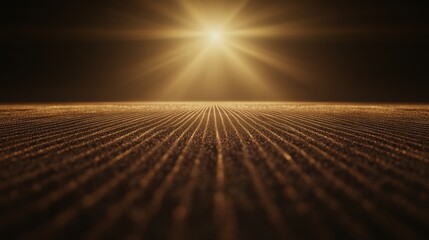 Leinwandbilder - Radiant golden light bursts with abstract lens flare patterns illuminate a dark space, providing a striking contrast and dynamic visual appeal
