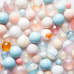 Poster - Pastel Marbles on a white Background