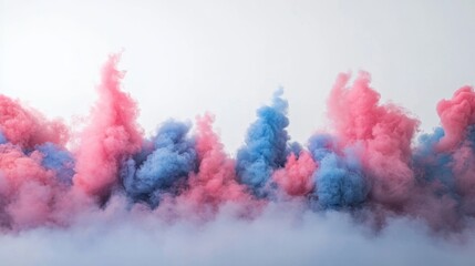 Aufkleber - Colorful neon smoke swirls in dynamic patterns, blending shades of pastel pink, blue, and purple against a soft white backdrop, creating a surreal effect