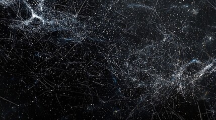 Abstract dark background with glowing lines and particles.