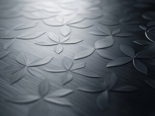 Fototapete - Close-up view of a polished metal plate reveals a beautifully engraved star pattern, accentuated by a single light source creating subtle reflections