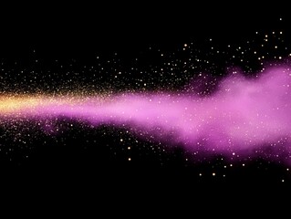 Aufkleber - A stunning explosion of purple light radiates across a dark canvas, accented by shimmering golden sparkles, creating a captivating abstract display