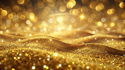 Poster - Golden Glitter Texture with Sparkling Lights and Shimmering Waves