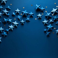 Poster - Blue Background with Origami Stars