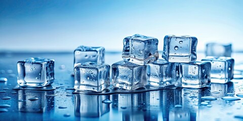 Refreshing Ice Cubes Melted on a Cool Surface