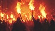 © Ankit - A fiery protest scene with angry crowds holding torches, their faces illuminated by the flames.