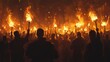 © Ankit - A fiery protest scene with angry crowds holding torches