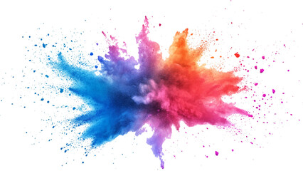 colorful rainbow holi paint color powder explosion isolated white wide panorama.Colorful mixed rainbow powder explosion isolated on white background. Colorful ink powder splashes on white background. 