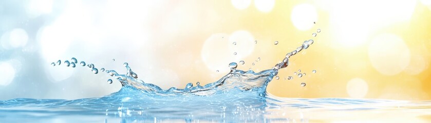 Wall Mural - vibrant yellow background with dynamic water splash, refreshing liquid motion and color