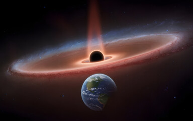 Wall Mural - blackhole and earth in one line in speace