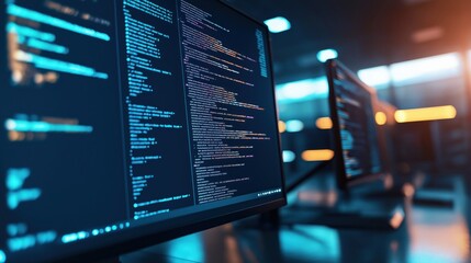 Programming Code on Computer Monitor in Dark Room