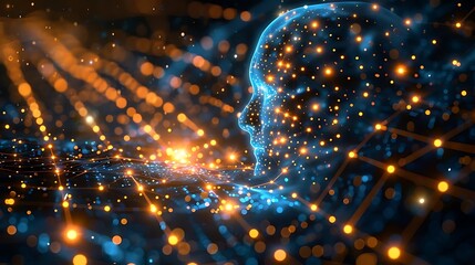glowing digital human head profile, abstract ai concept.