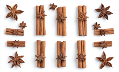 Wall Mural - Flat lay of cinnamon sticks and star anise. (1)