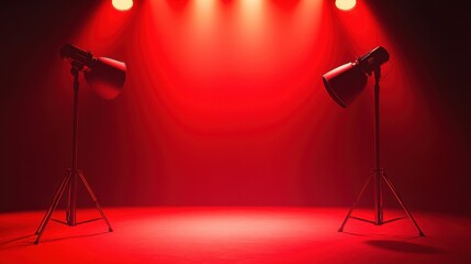 Wall Mural - A vibrant red background with a spotlight effect in the center for text placement.