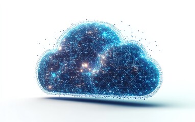Leinwandbilder - 3D rendering of a cloud upload icon with blue circuit lines, white background, symbolizing technology and data transfer concepts