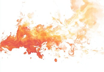 Wall Mural - Abstract orange and yellow flame-like shapes on white background.