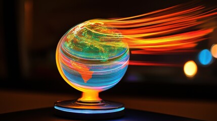 Wall Mural - colorful 3d globe with blurred motion effect on dark background