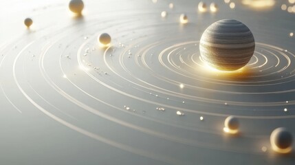 Wall Mural - abstract cosmic planets orbiting in a dreamlike space environment