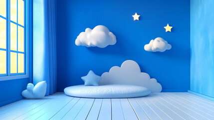 stars, shooting stars, space background, copy space, space for text, blue graphic cartoon room anima