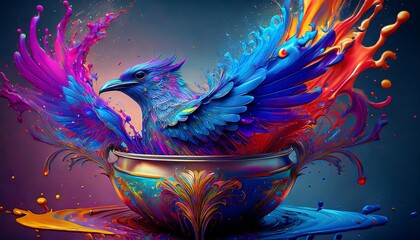  Baroque Bird Emergence: Infinite Wings from a Paint Container