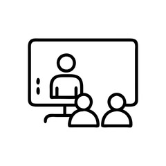 Wall Mural - online group workshop, web webinar, video training meeting, speaker outline icon