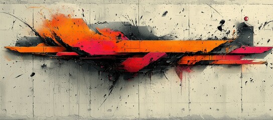 Wall Mural - Abstract graffiti art featuring vibrant colors and dynamic shapes on a concrete background.