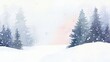 © Kanimalia - Watercolor Winter Wonderland Snowy Forest Scene Christmas Holiday Background