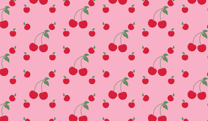 cherry seamless pattern fruit background vector design template