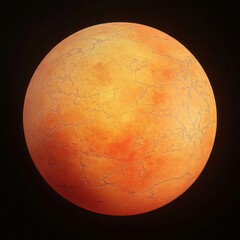 Wall Mural - A perfectly round, vibrant orange fruit with detailed, realistic texture, softly lit with cinematic lighting