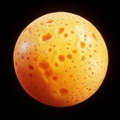 Wall Mural - A perfectly round, vibrant orange fruit with detailed, realistic texture, softly lit with cinematic lighting