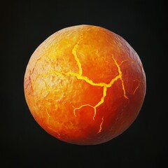 Wall Mural - A perfectly round, vibrant orange fruit with detailed, realistic texture, softly lit with cinematic lighting