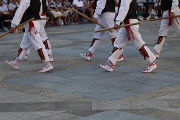 Wall Mural - Basque folk dance exhibition in an outdoor festival